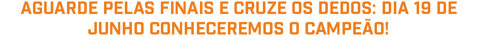 AGUARDE PELAS FINAIS E CRUZE OS DEDOS: DIA 19 DE JUNHO CONHECEREMOS O CAMPEÃO!
